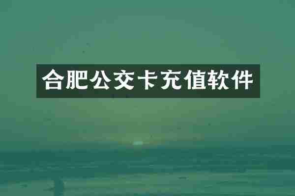 合肥公交卡充值软件