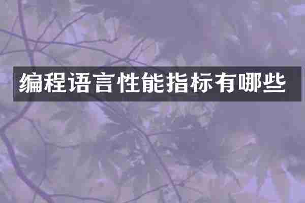 编程语言性能指标有哪些