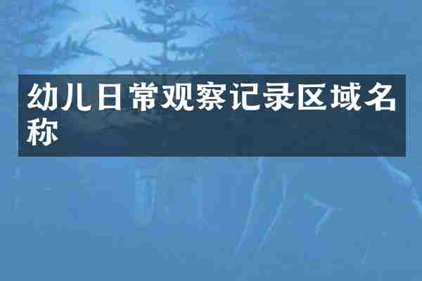 幼儿日常观察记录区域名称