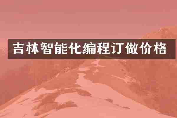 吉林智能化编程订做价格
