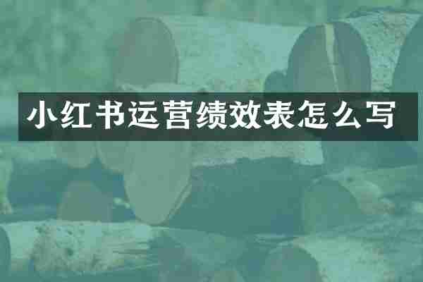 小红书运营绩效表怎么写