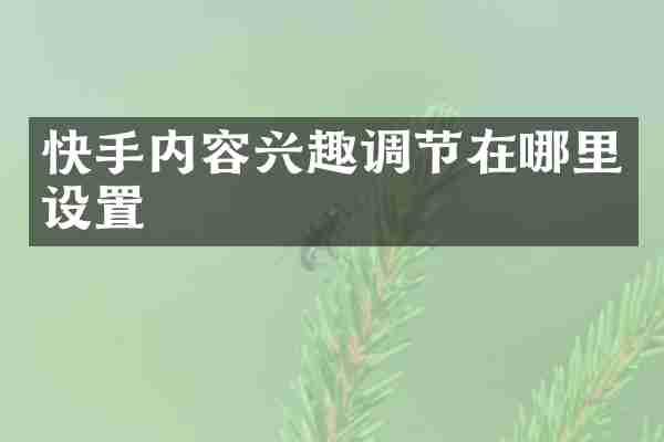快手内容兴趣调节在哪里设置