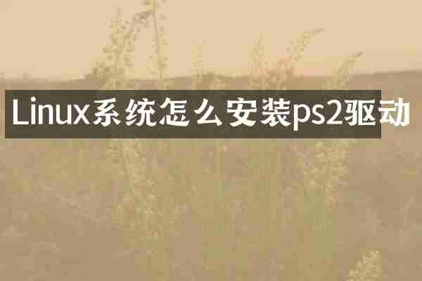 Linux系统怎么安装ps2驱动