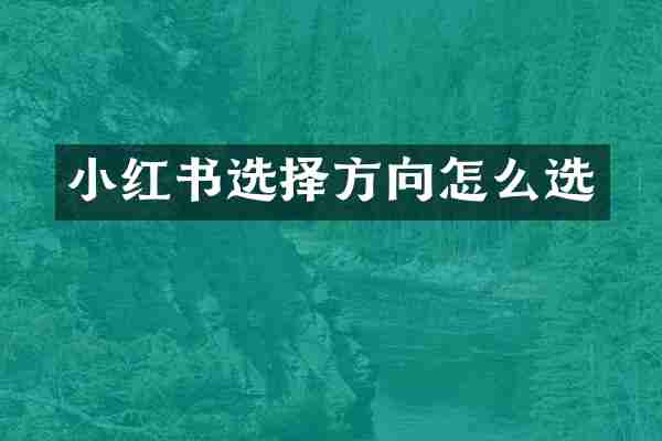小红书选择方向怎么选