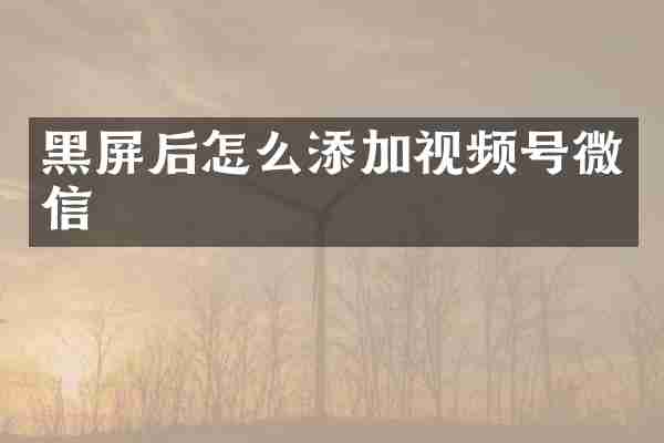 黑屏后怎么添加视频号微信