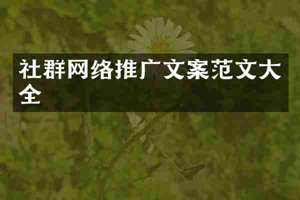 社群网络推广文案范文大全