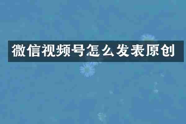 微信视频号怎么发表原创