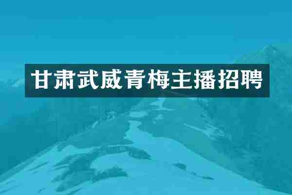 甘肃武威青梅主播招聘