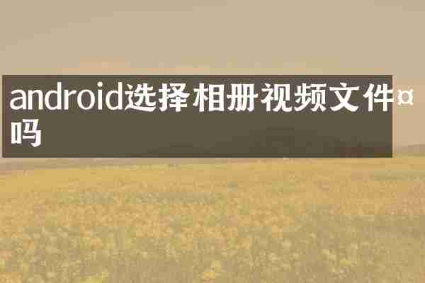 android选择相册视频文件夹吗