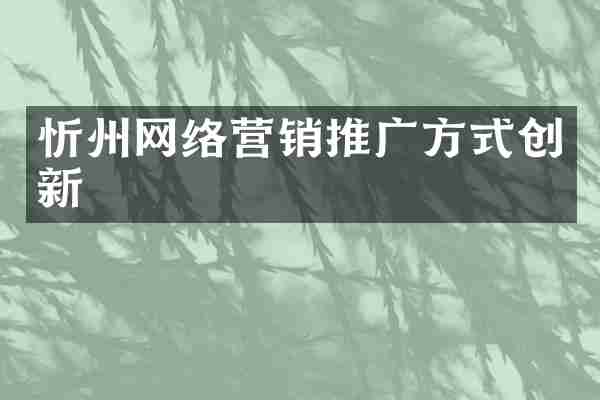 忻州网络营销推广方式创新