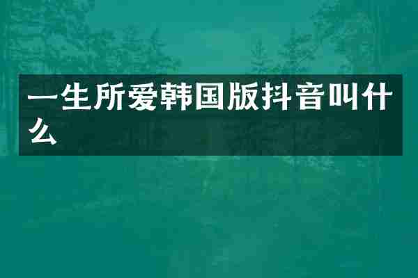 一生所爱韩国版抖音叫什么