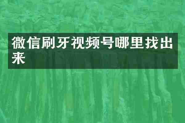 微信刷牙视频号哪里找出来