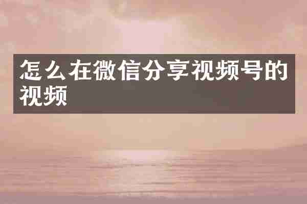 怎么在微信分享视频号的视频