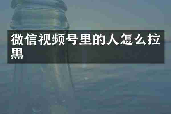 微信视频号里的人怎么拉黑