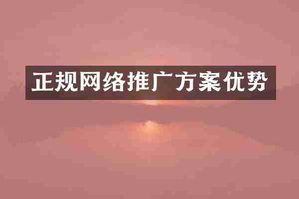 正规网络推广方案优势