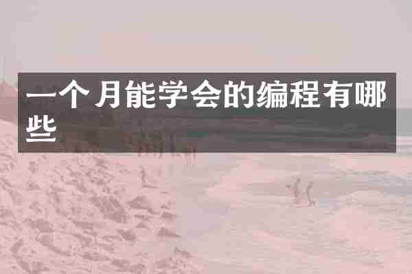 一个月能学会的编程有哪些