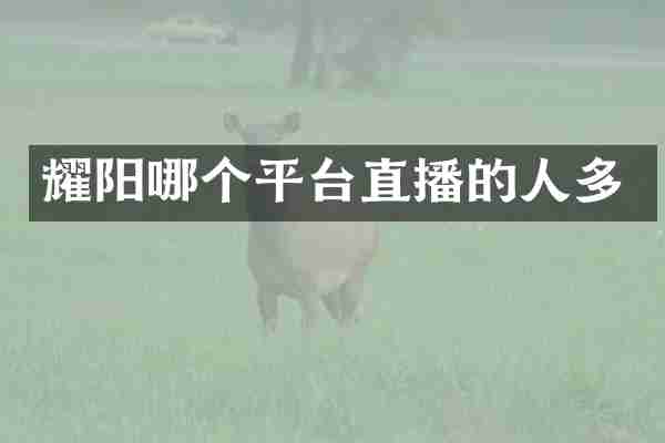 耀阳哪个平台直播的人多