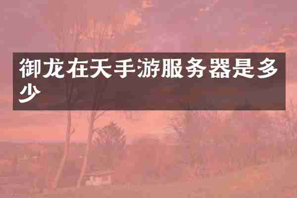 御龙在天手游服务器是多少