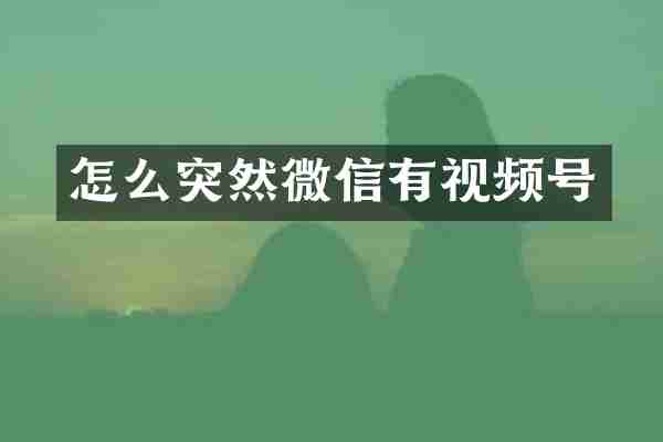 怎么突然微信有视频号
