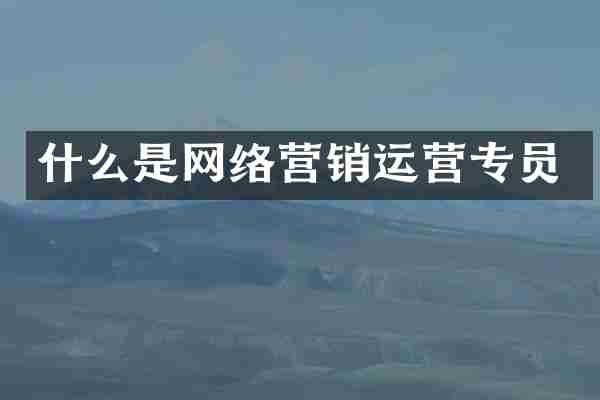 什么是网络营销运营专员