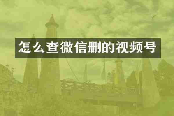 怎么查微信删的视频号