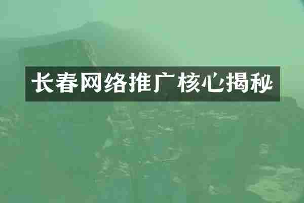 长春网络推广核心揭秘