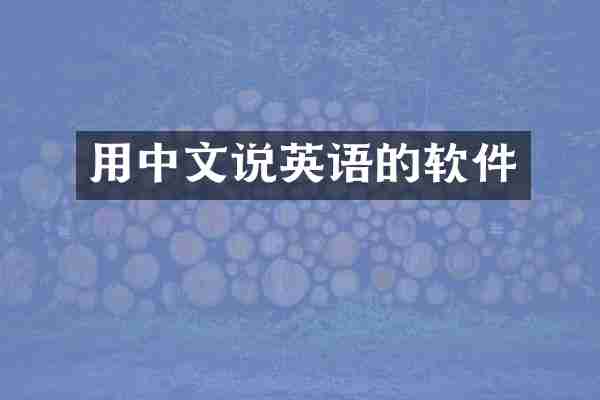 用中文说英语的软件