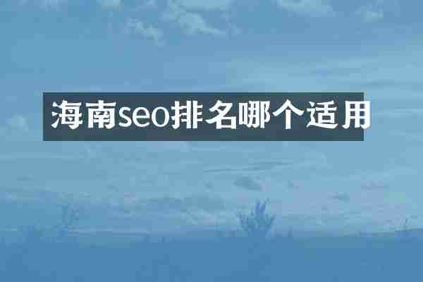 海南seo排名哪个适用