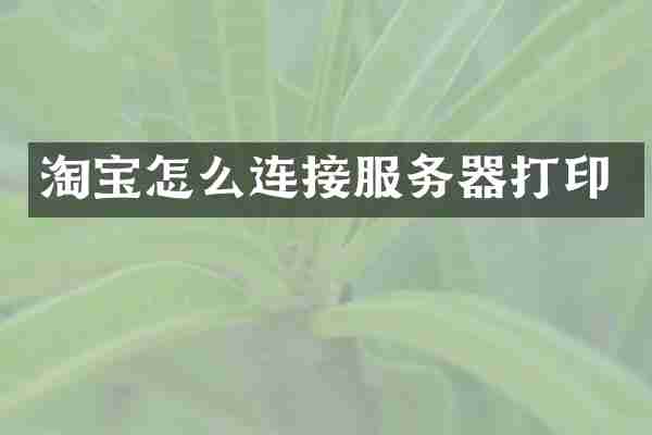 淘宝怎么连接服务器打印