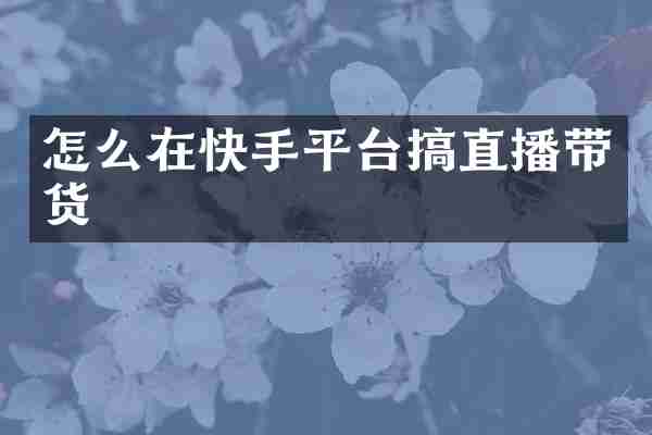 怎么在快手平台搞直播带货
