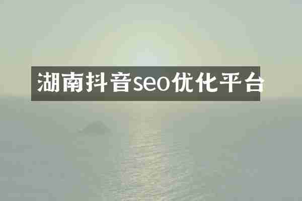 湖南抖音seo优化平台