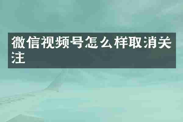 微信视频号怎么样取消关注