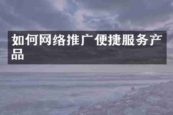 如何网络推广便捷服务产品