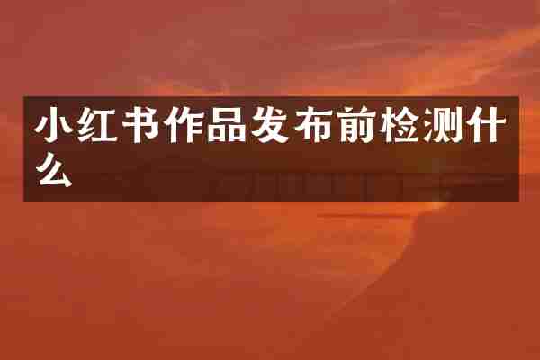 小红书作品发布前检测什么