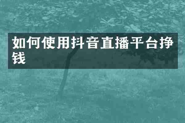 如何使用抖音直播平台挣钱