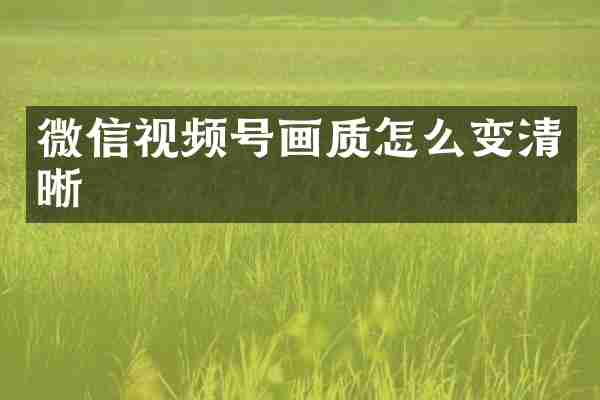 微信视频号画质怎么变清晰