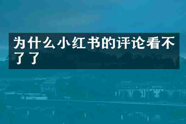 为什么小红书的评论看不了了