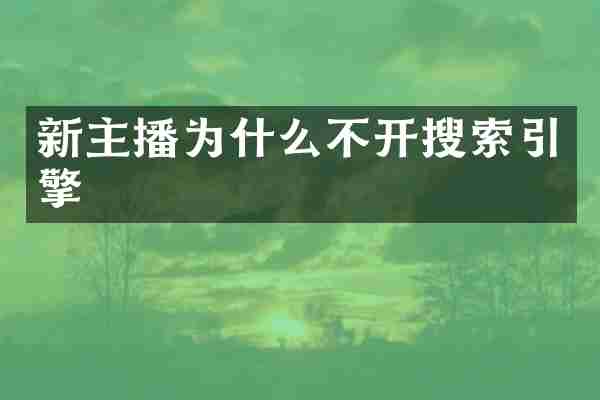 新主播为什么不开搜索引擎