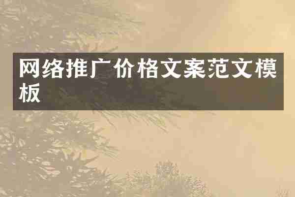 网络推广价格文案范文模板