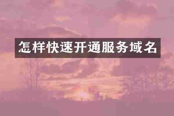 怎样快速开通服务域名