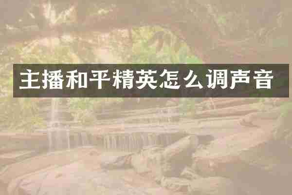 主播和平精英怎么调声音