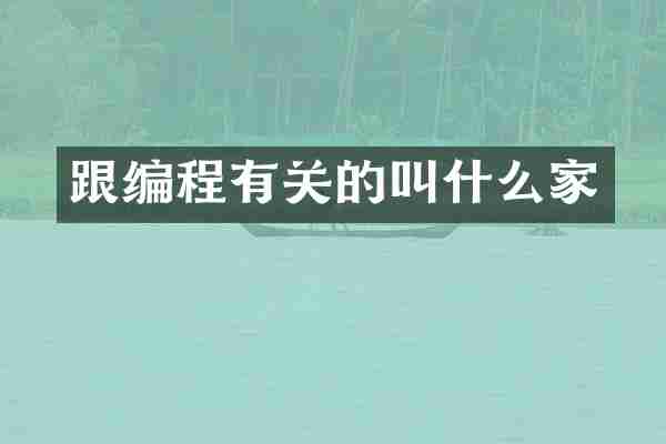 跟编程有关的叫什么家