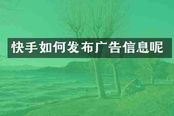 快手如何发布广告信息呢
