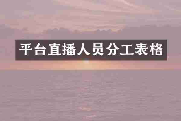 平台直播人员分工表格