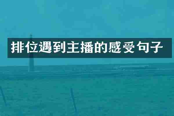 排位遇到主播的感受句子