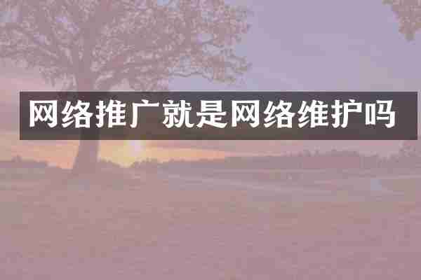 网络推广就是网络维护吗