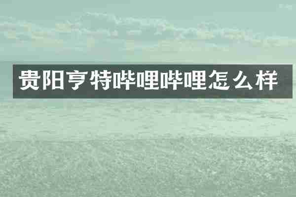 贵阳亨特哔哩哔哩怎么样
