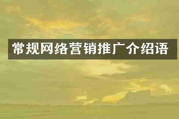 常规网络营销推广介绍语
