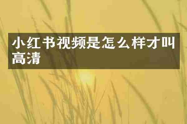 小红书视频是怎么样才叫高清