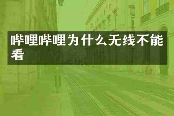 哔哩哔哩为什么无线不能看